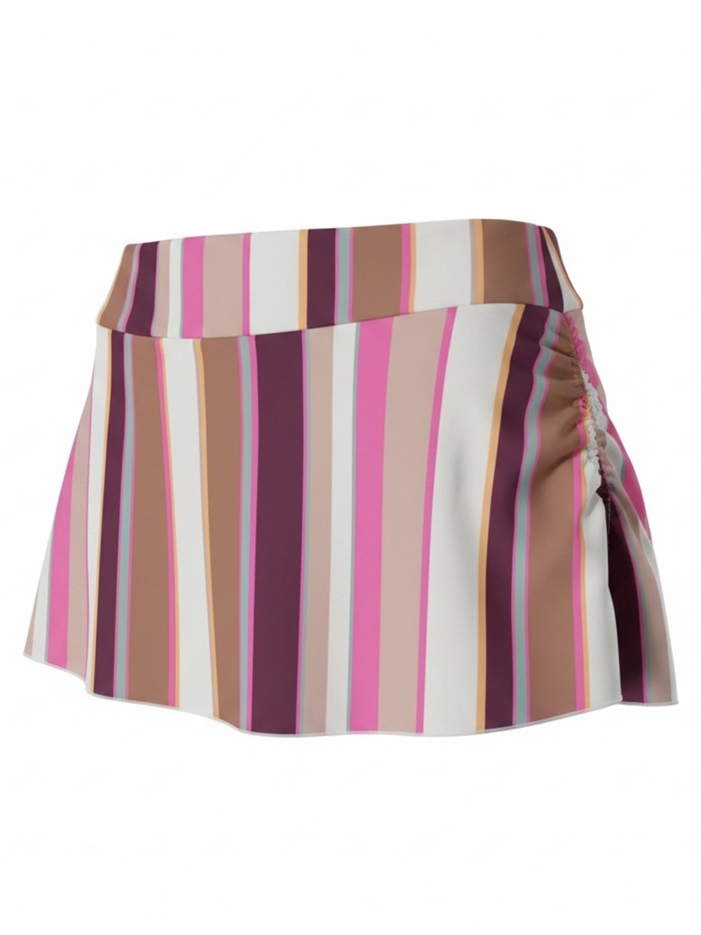 Carve Designs Pink, Teal & Brown Striped Skirt Bikini Bottoms Small